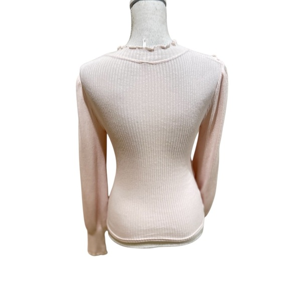 Free People ballet Pink Cowl Neck ribbed lightweight knit Sweater size xs - Picture 8 of 11